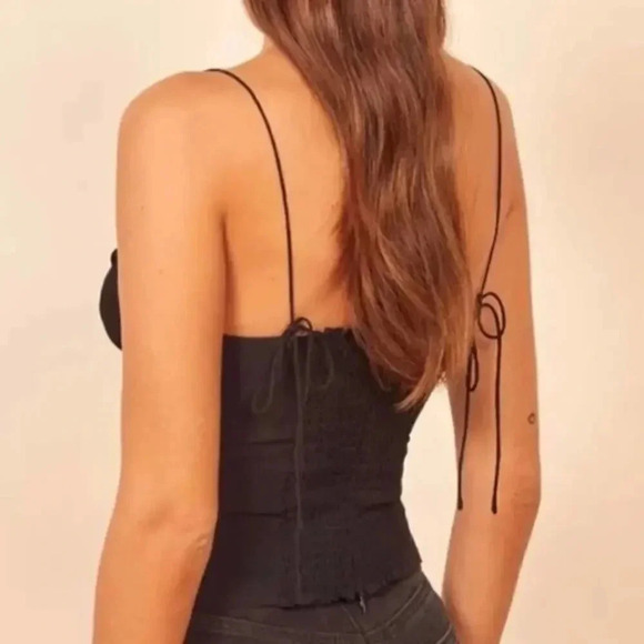 Reformation Liza Black Blouse Top Size 12 B1702 - Picture 4 of 7